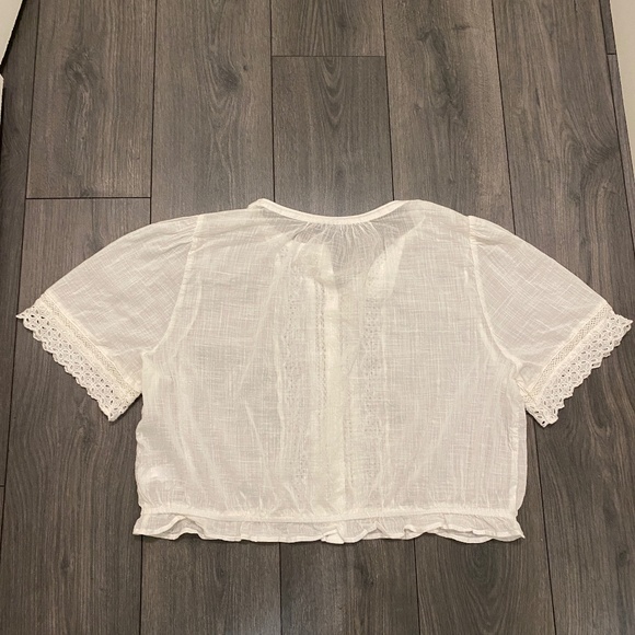 Gap Lace-Trim White Cotton Shirt Size XL - Picture 6 of 7